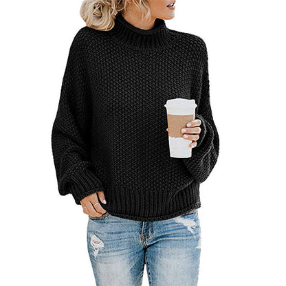 Solid Turtleneck Pullover Sweater Winter Fashion Casual Knitted Long-Sleeved Top Women's Clothing NexivoEdge
