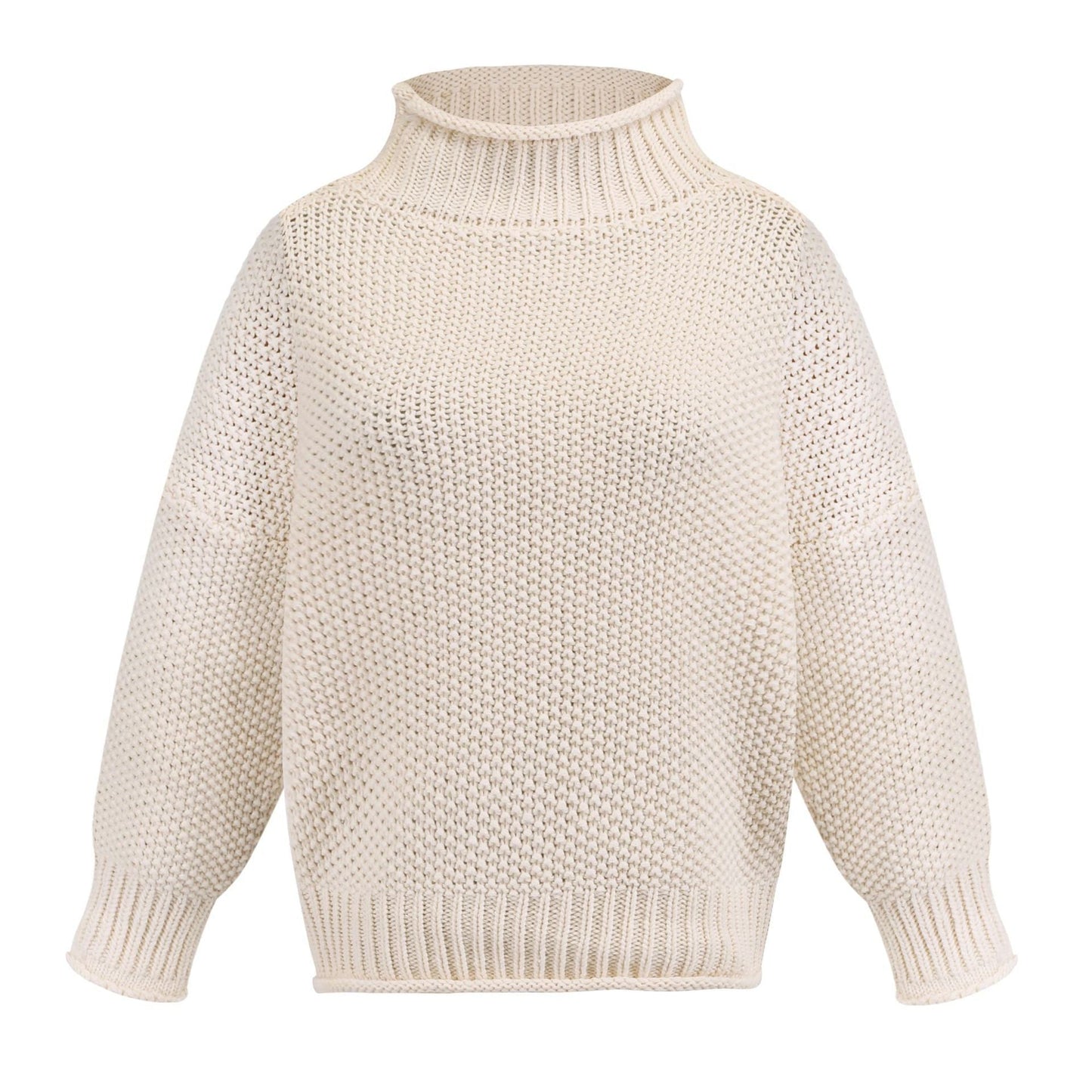 Solid Turtleneck Pullover Sweater Winter Fashion Casual Knitted Long-Sleeved Top Women's Clothing NexivoEdge