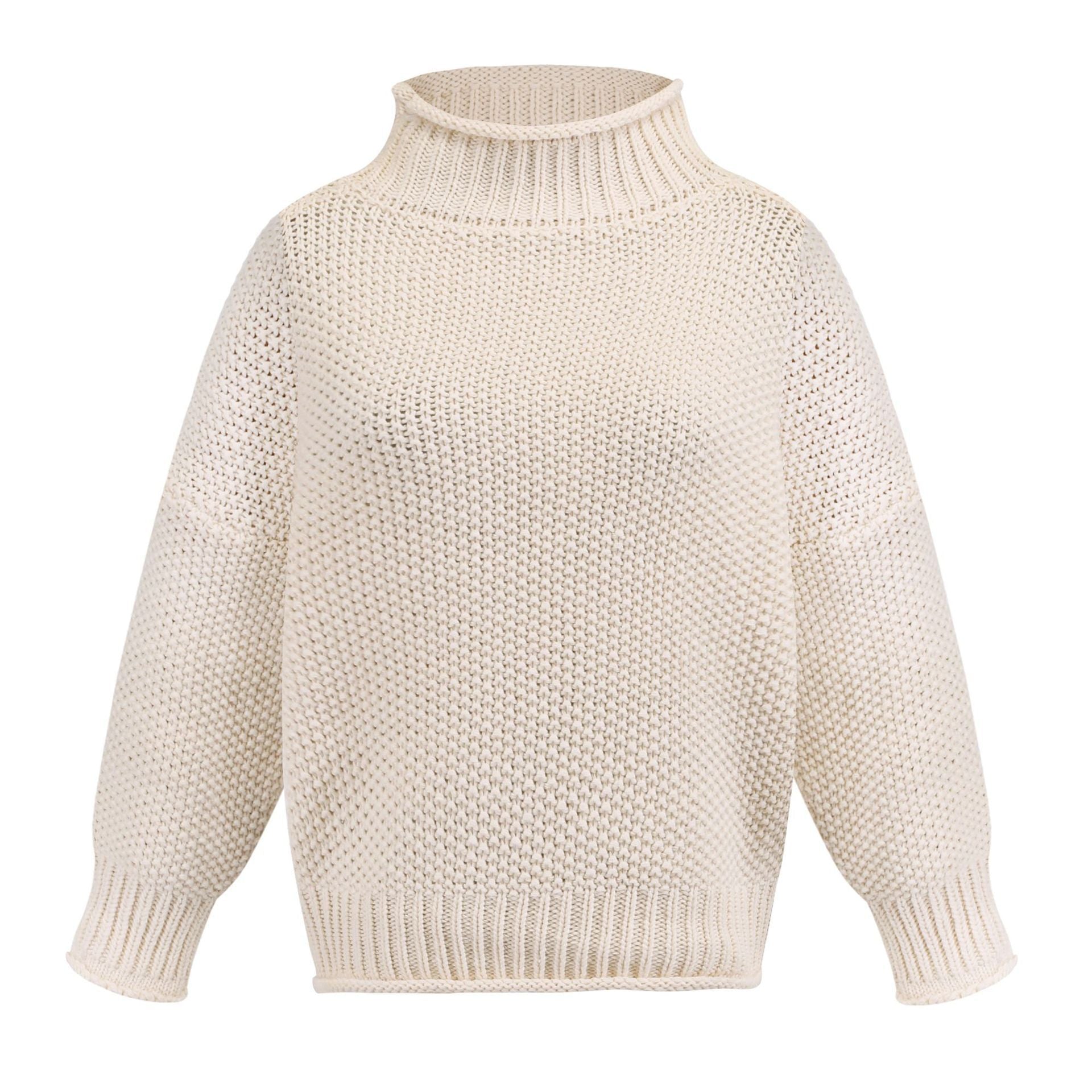 Solid Turtleneck Pullover Sweater Winter Fashion Casual Knitted Long-Sleeved Top Women's Clothing NexivoEdge