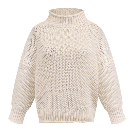 Solid Turtleneck Pullover Sweater Winter Fashion Casual Knitted Long-Sleeved Top Women's Clothing NexivoEdge