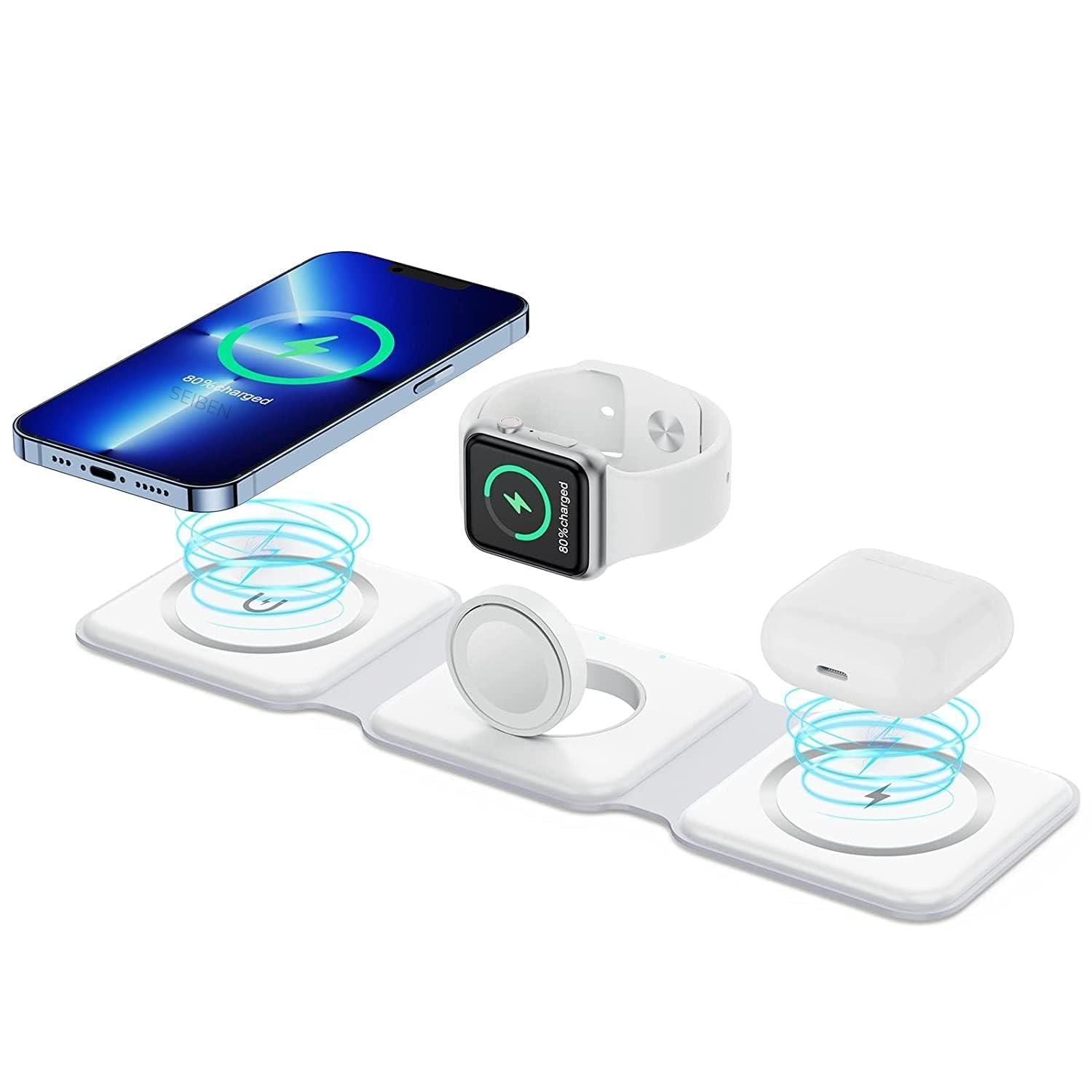 3 in 1 Magnetic Foldable MagSafe Wireless Charger for iPhone 16 to 12 Series - Nexivo
