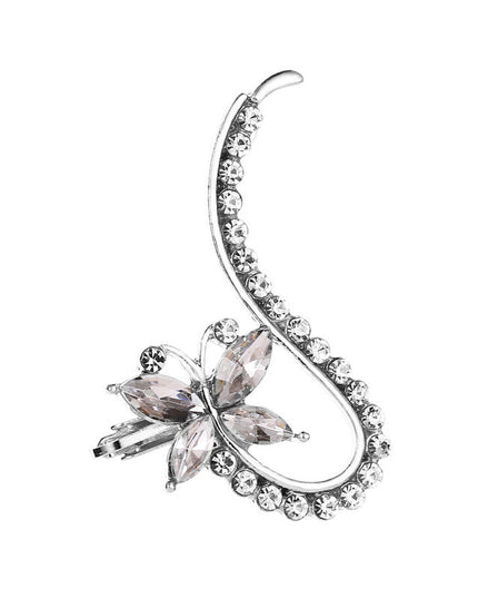 Full Crystal Butterfly Flower Single Crystal Ear Clip NexivoEdge