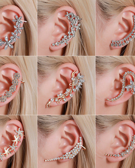 Full Crystal Butterfly Flower Single Crystal Ear Clip NexivoEdge