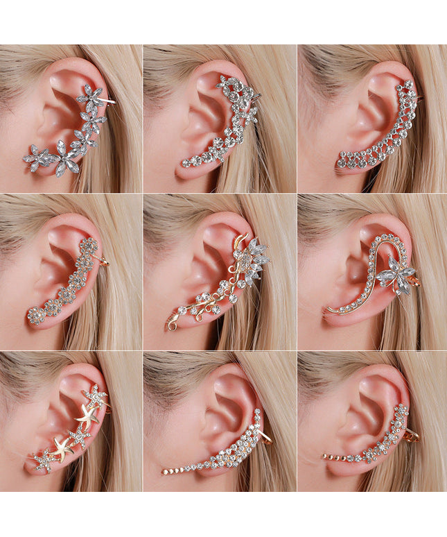 Full Crystal Butterfly Flower Single Crystal Ear Clip NexivoEdge