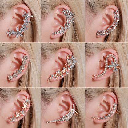 Full Crystal Butterfly Flower Single Crystal Ear Clip NexivoEdge
