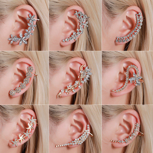 Full Crystal Butterfly Flower Single Crystal Ear Clip NexivoEdge