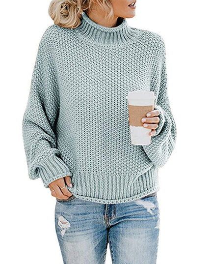 Solid Turtleneck Pullover Sweater Winter Fashion Casual Knitted Long-Sleeved Top Women's Clothing NexivoEdge