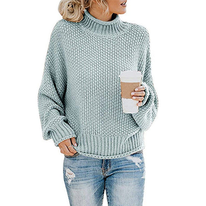Solid Turtleneck Pullover Sweater Winter Fashion Casual Knitted Long-Sleeved Top Women's Clothing NexivoEdge