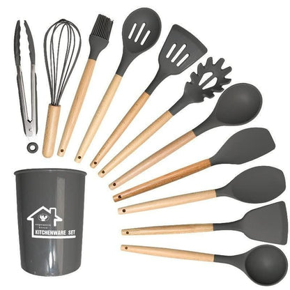 Silicone Cooking Utensils Set of 11pcs with Holder b1s18a-ff