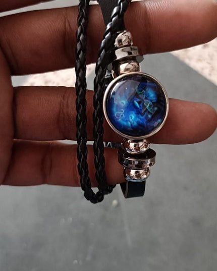 Guardian Bracelet Black Leather Bracelet Adjustable b1s18a-ff