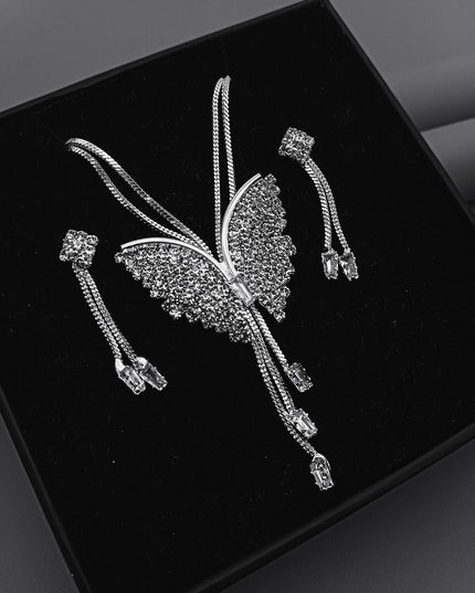 Butterfly Pendant Necklace with Earrings b1s18a-ff
