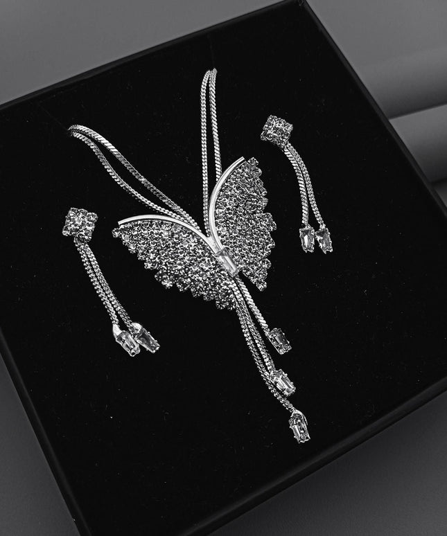 Butterfly Pendant Necklace with Earrings b1s18a-ff