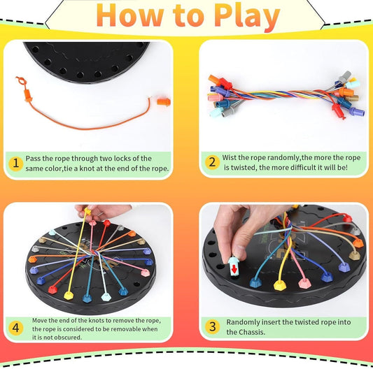 Rope Sorting Puzzle, Brainy Teaser Rope Strategy Board Game Logic Knots Untangling Table Toy b1s18a-ff