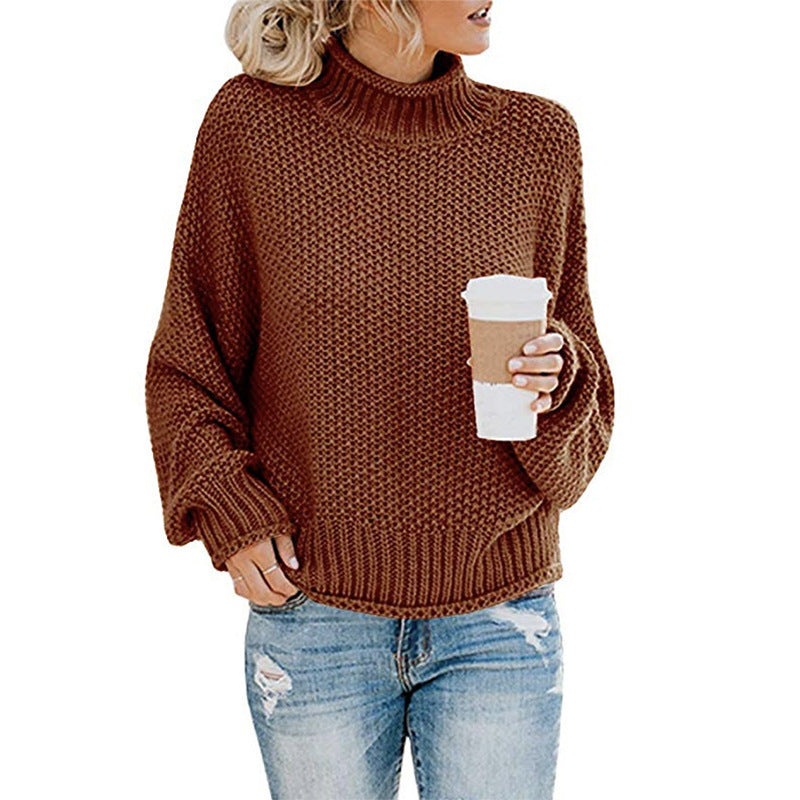 Solid Turtleneck Pullover Sweater Winter Fashion Casual Knitted Long-Sleeved Top Women's Clothing NexivoEdge