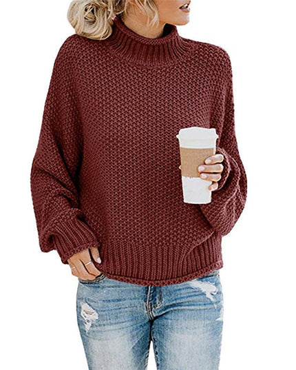 Solid Turtleneck Pullover Sweater Winter Fashion Casual Knitted Long-Sleeved Top Women's Clothing NexivoEdge