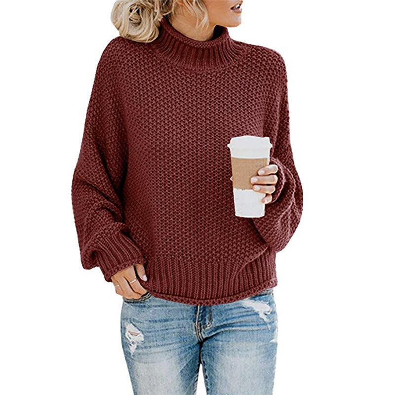 Solid Turtleneck Pullover Sweater Winter Fashion Casual Knitted Long-Sleeved Top Women's Clothing NexivoEdge