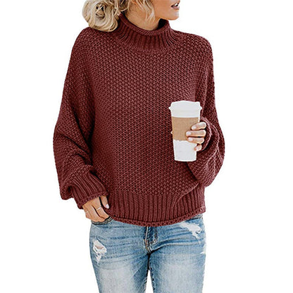 Solid Turtleneck Pullover Sweater Winter Fashion Casual Knitted Long-Sleeved Top Women's Clothing NexivoEdge