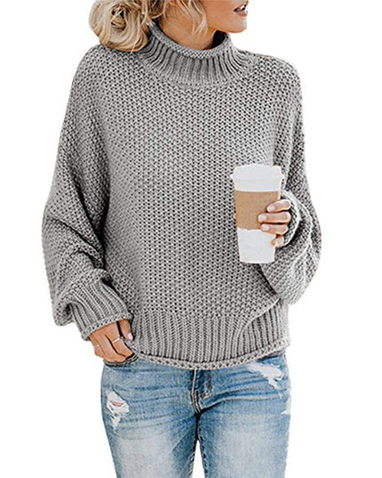 Solid Turtleneck Pullover Sweater Winter Fashion Casual Knitted Long-Sleeved Top Women's Clothing NexivoEdge