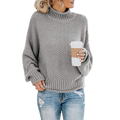Solid Turtleneck Pullover Sweater Winter Fashion Casual Knitted Long-Sleeved Top Women's Clothing NexivoEdge