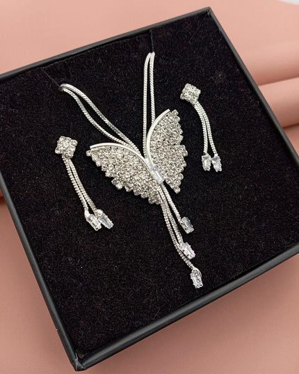 Butterfly Pendant Necklace with Earrings b1s18a-ff