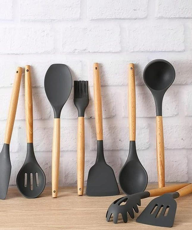 Silicone Cooking Utensils Set of 11pcs with Holder b1s18a-ff