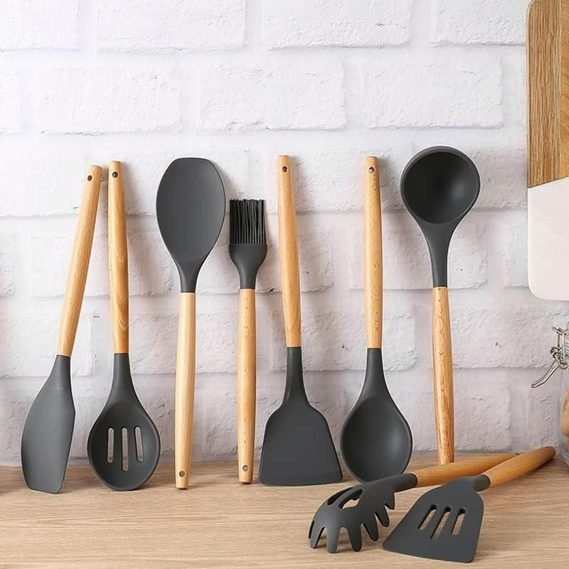 Silicone Cooking Utensils Set of 11pcs with Holder b1s18a-ff