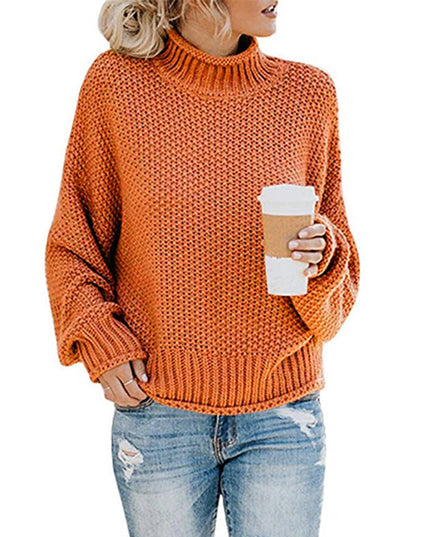Solid Turtleneck Pullover Sweater Winter Fashion Casual Knitted Long-Sleeved Top Women's Clothing NexivoEdge