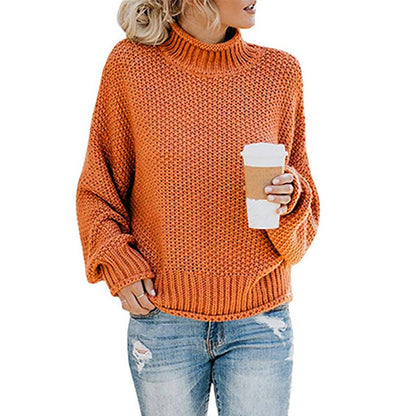 Solid Turtleneck Pullover Sweater Winter Fashion Casual Knitted Long-Sleeved Top Women's Clothing NexivoEdge