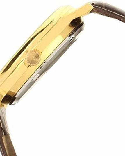 Unique Gold Dial Leather Analog Watch - for Men b1s18a-ff