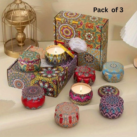4.5cm Scented Tin Candle (Pack of 3) (Multicolor) b1s18a-ff