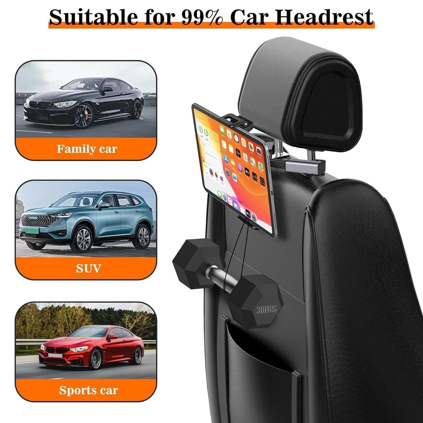 Car Headrest Phone/Tablet/iPad Holder b1s18a-ff