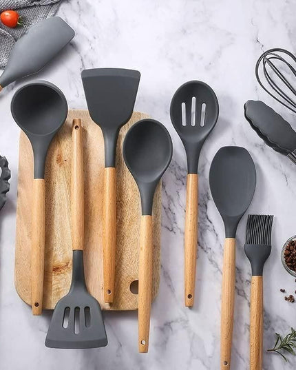 Silicone Cooking Utensils Set of 11pcs with Holder b1s18a-ff