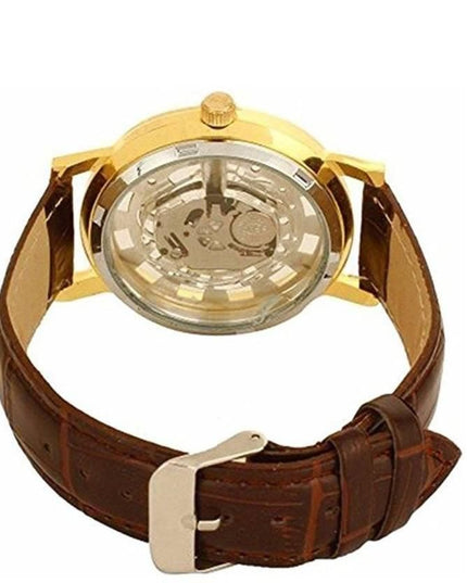 Unique Gold Dial Leather Analog Watch - for Men b1s18a-ff