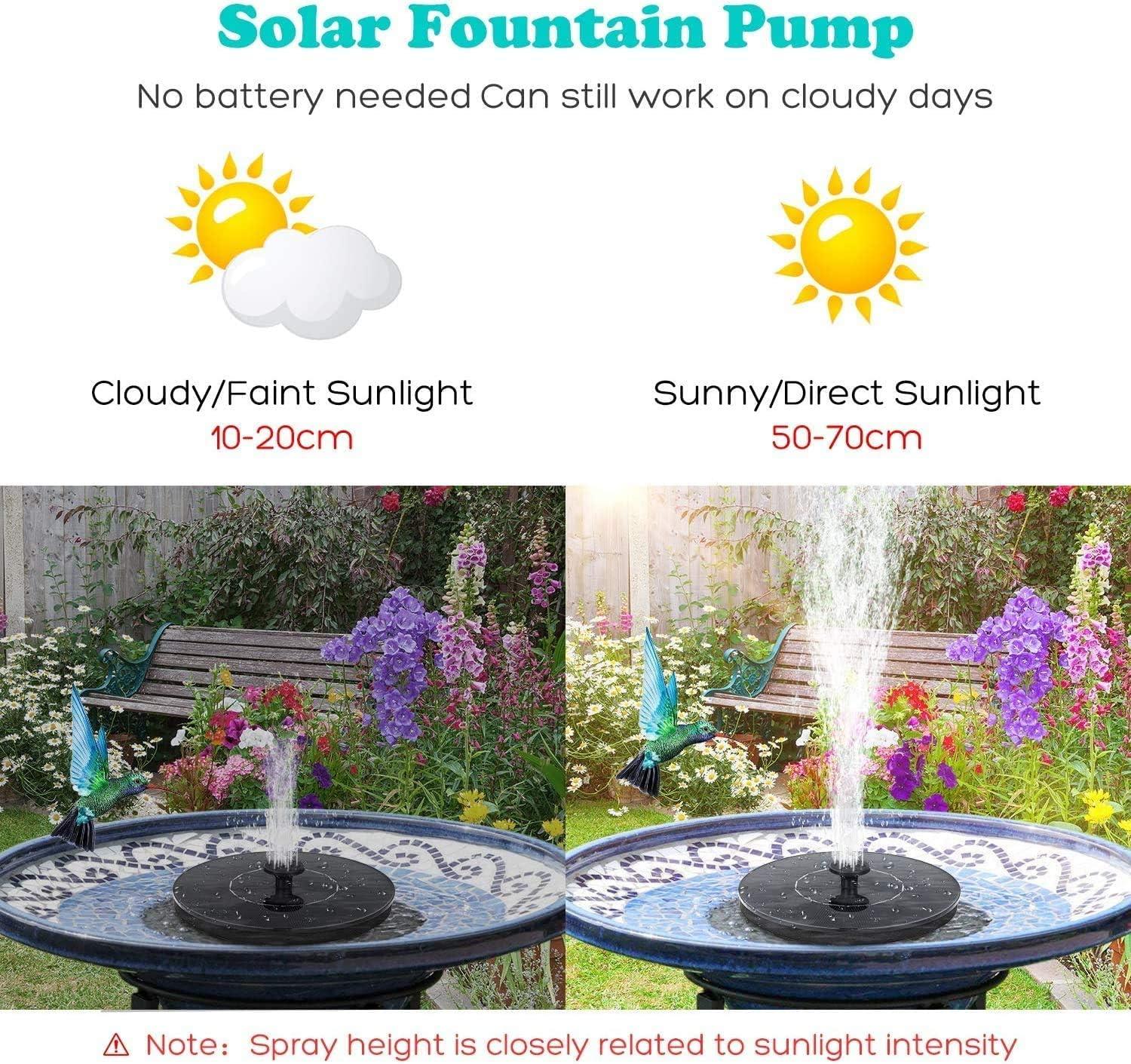 Fountain Solar Power Floating Water Pump for Pool Pond Garden and Patio Plants Round 7V 1.4W (Black) b1s18a-ff