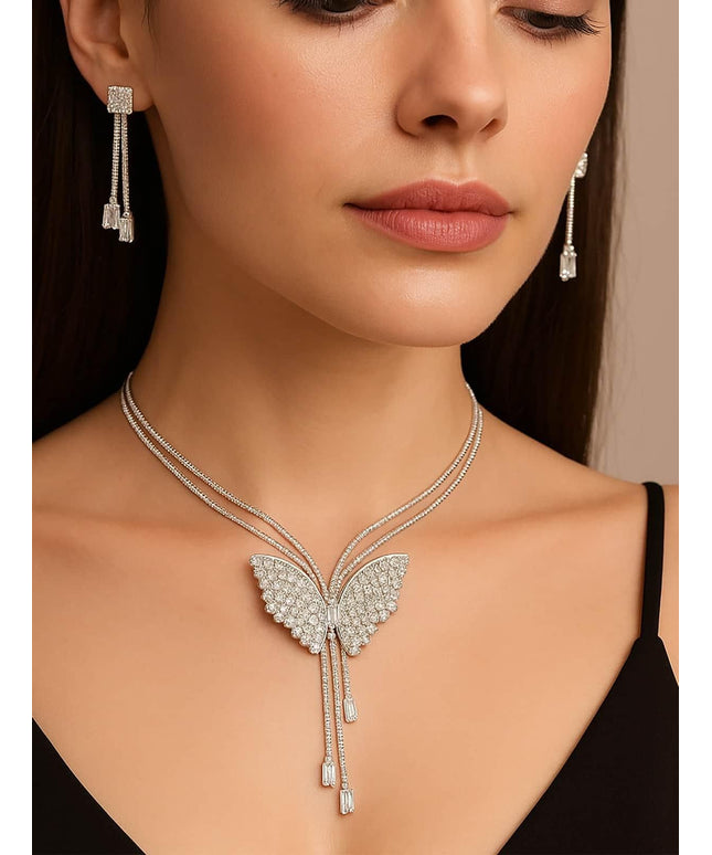 Butterfly Pendant Necklace with Earrings b1s18a-ff