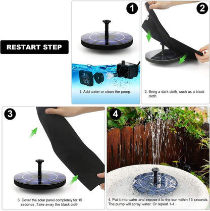 Fountain Solar Power Floating Water Pump for Pool Pond Garden and Patio Plants Round 7V 1.4W (Black) b1s18a-ff