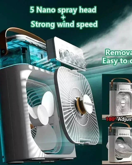 Summer Cooling Fan 3 In 1 Portable Desktop Humidifier USB Mini Air Conditioners Night Light Water Mist For Home, Office NexivoEdge