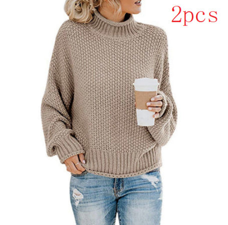 Solid Turtleneck Pullover Sweater Winter Fashion Casual Knitted Long-Sleeved Top Women's Clothing NexivoEdge
