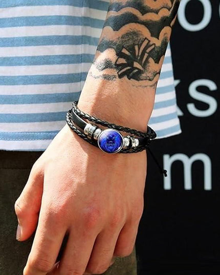Guardian Bracelet Black Leather Bracelet Adjustable b1s18a-ff