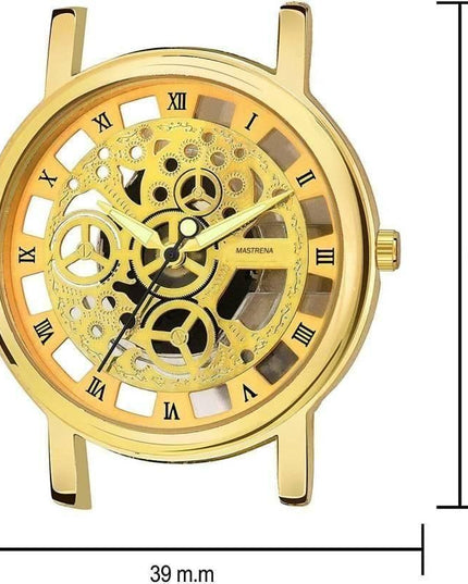 Unique Gold Dial Leather Analog Watch - for Men b1s18a-ff