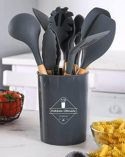 Silicone Cooking Utensils Set of 11pcs with Holder b1s18a-ff