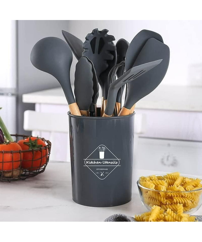 Silicone Cooking Utensils Set of 11pcs with Holder b1s18a-ff