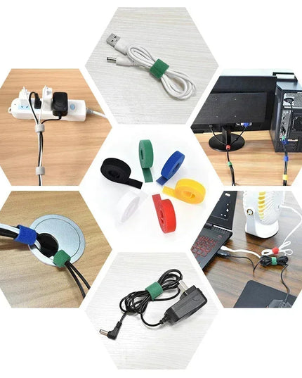 Wholesale 2/5M/Roll 12mm Width Cable Organizer USB Cable Winder Management nylon Free Cut Ties Mouse earphone Cord cable ties NexivoEdge