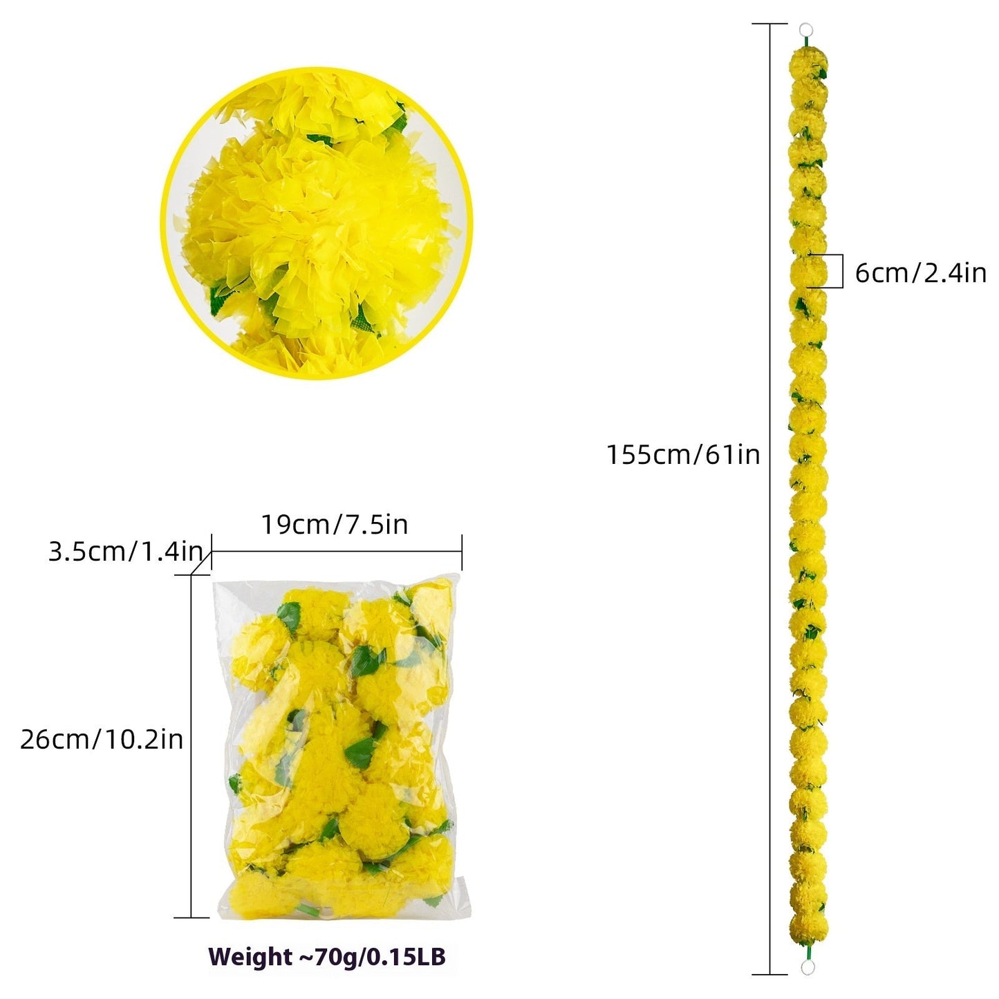 Diwali French Marigold Halloween Day Of The Dead Wedding Flower Strip NexivoEdge