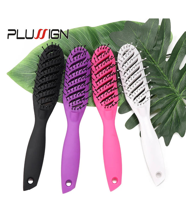 Styling Curly Hair Brush Salon Massager Comb Brush Detangling Drying Brush Anti Static Curved Vent Brush Scalp Massage Comb NexivoEdge