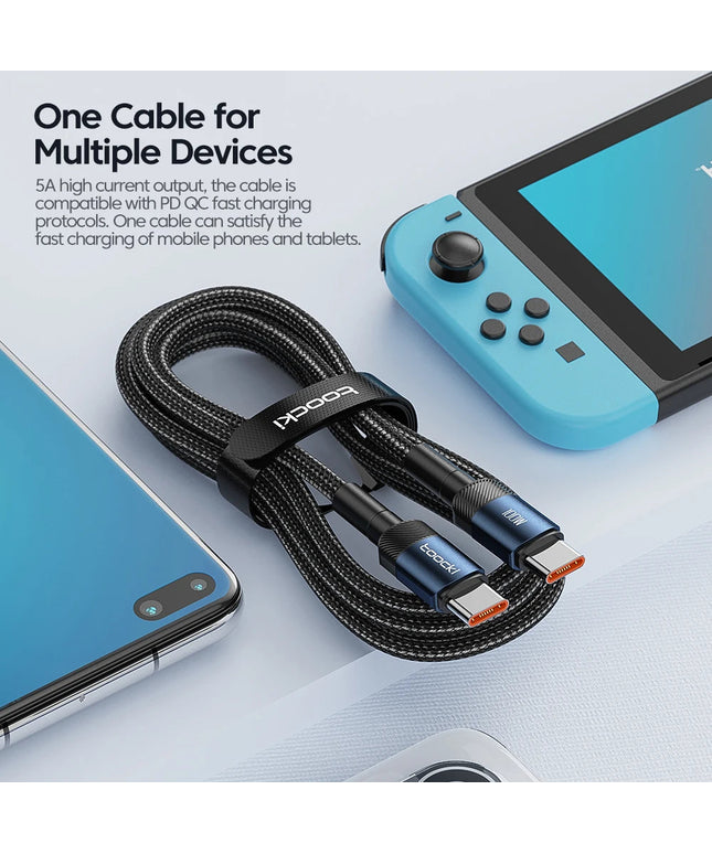 Toocki 100W USB Type C To USB C Cable PD 3.0 Fast Charging Charger Type-C Wire Cord For Macbook Samsung Xiaomi USB-C Cable 1M 2M NexivoEdge