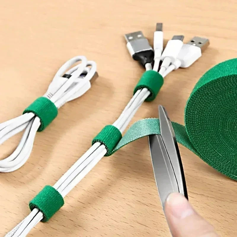Wholesale 2/5M/Roll 12mm Width Cable Organizer USB Cable Winder Management nylon Free Cut Ties Mouse earphone Cord cable ties NexivoEdge
