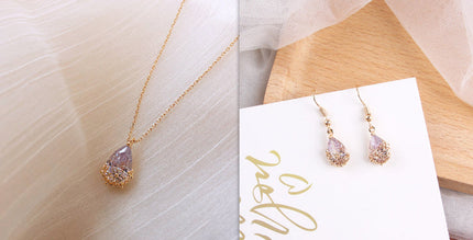 Crystal Water Drop Pendant Necklace Women's Fine Jewelry Adjustable Short Accessories Jewelry Gift NexivoEdge