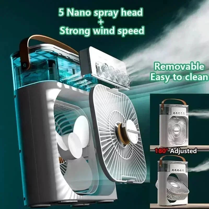 New 3 In 1 Fan AIr Conditioner Household Small Air Cooler LED Night Light Portable Humidifier Air Adjustment Fan Office Home Fan NexivoEdge