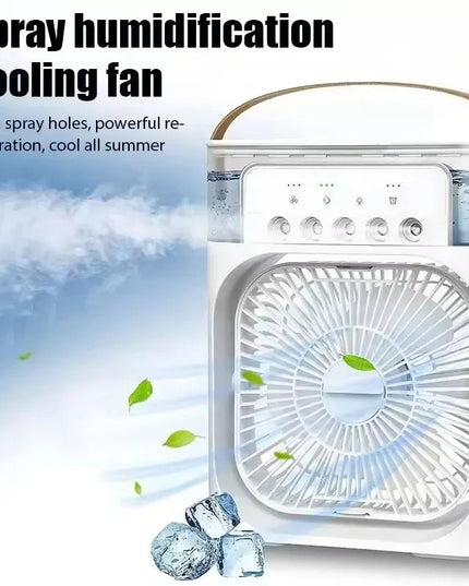Summer Cooling Fan 3 In 1 Portable Desktop Humidifier USB Mini Air Conditioners Night Light Water Mist For Home, Office NexivoEdge